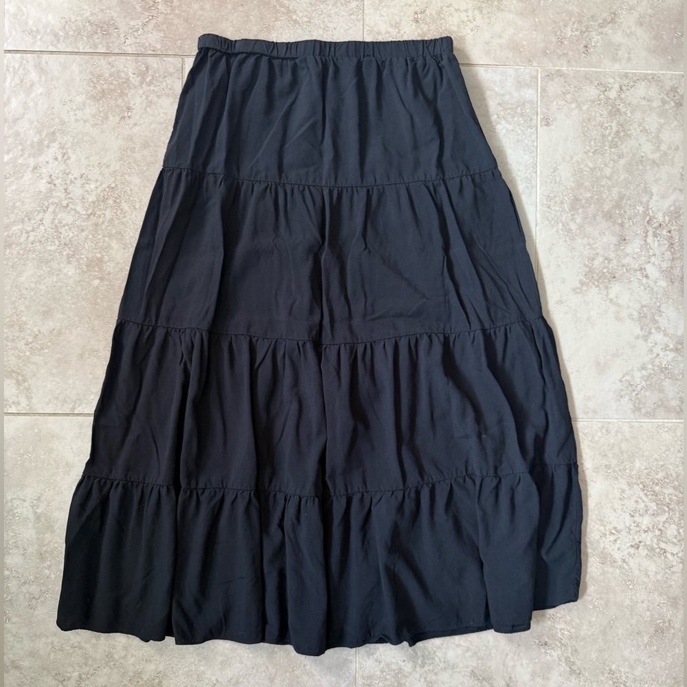 Forever 21 Black Maxi Tiered Skirt